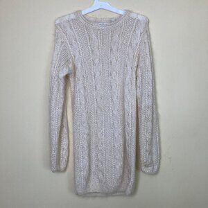 Linda Allard for Ellen Tracy Sweater Dress Women's P Small Cable Knit Cream